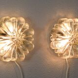 Mid Century Modern Germany Cut Glass Flush Mount Set 60s Bubble Flower Set