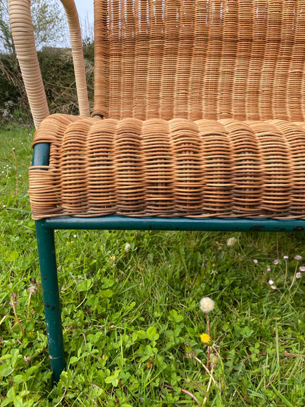Canapé banquette en rotin