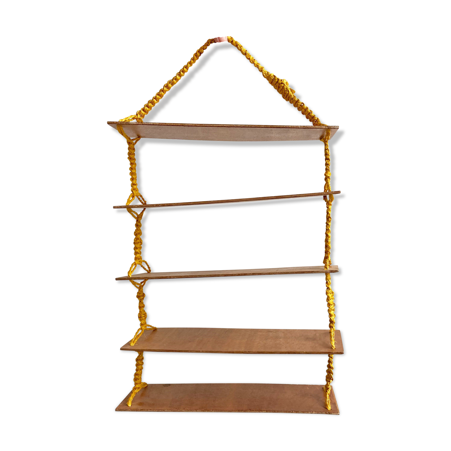 Vintage macrame wall hanging shelves