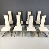 Vintage brass dining chairs by Belgo chrom, 1970s - set of 8