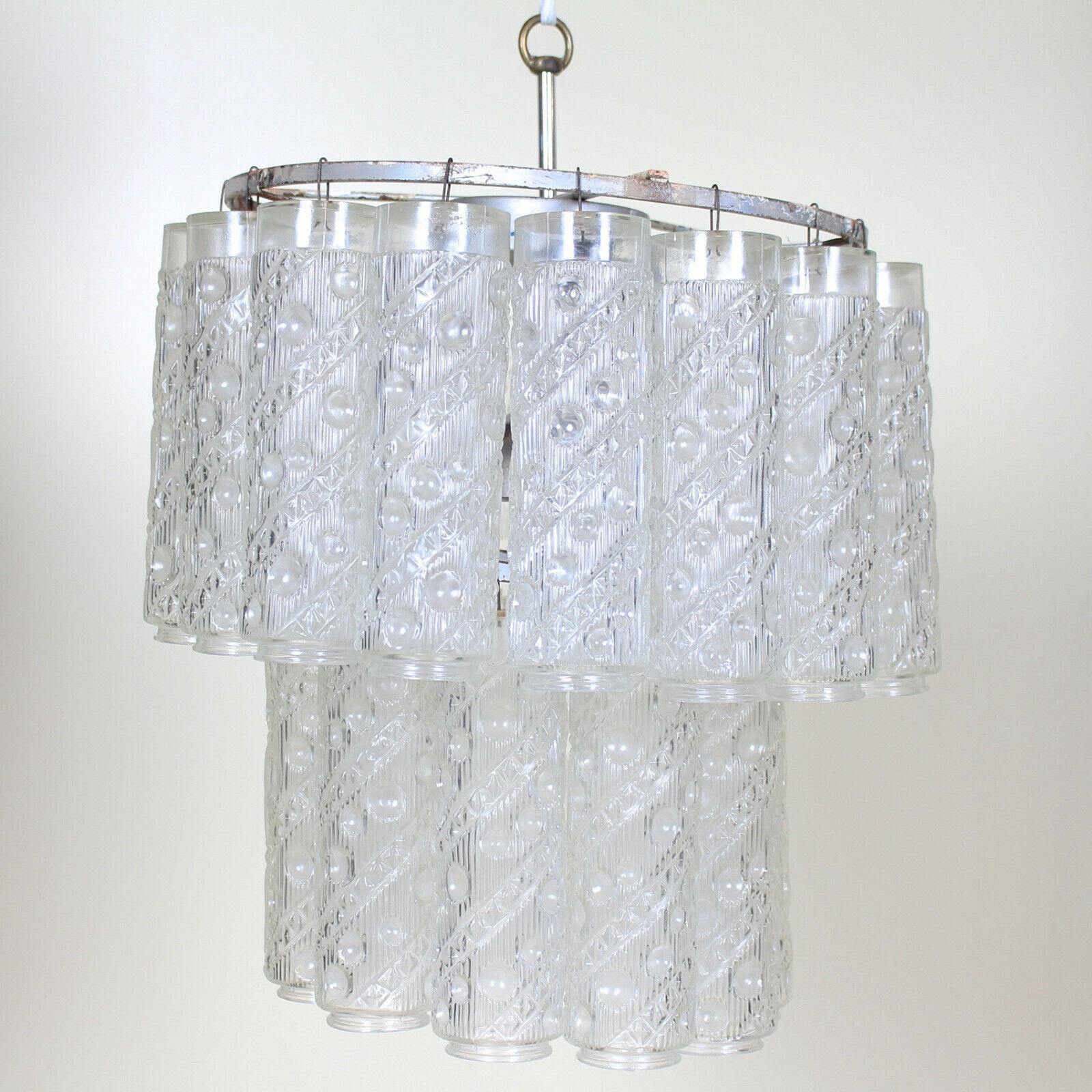 Metal chandelier and molded glass from the middle of the twentieth century