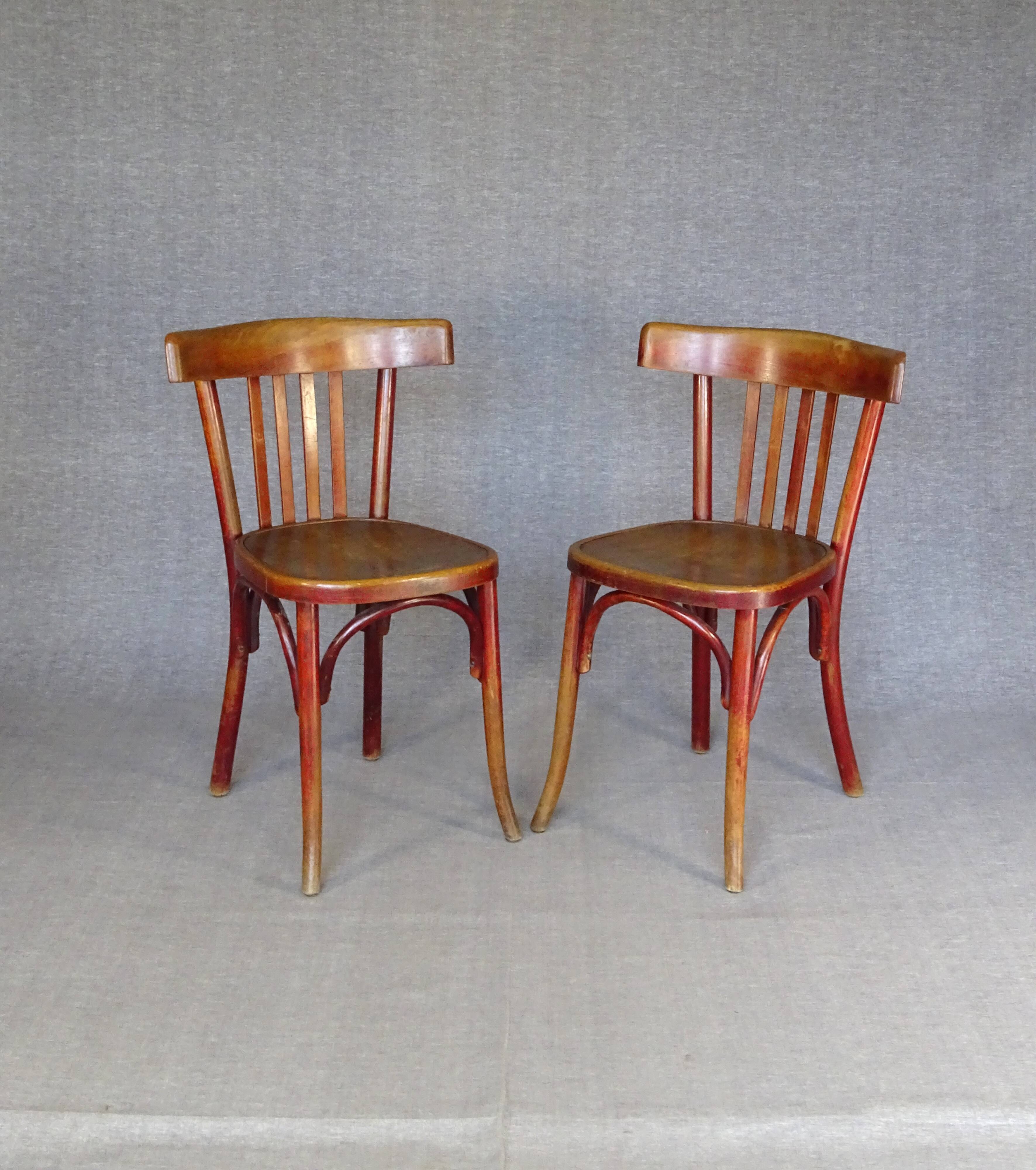 2 FISCHEL Bistrot chairs No. 89 1/2, 1932 wooden seat