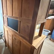 Renovated solid oak dresser – vintage chic country buffet – glass cabinet