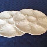 Set of 2 French vintage plates in gien white dabbling