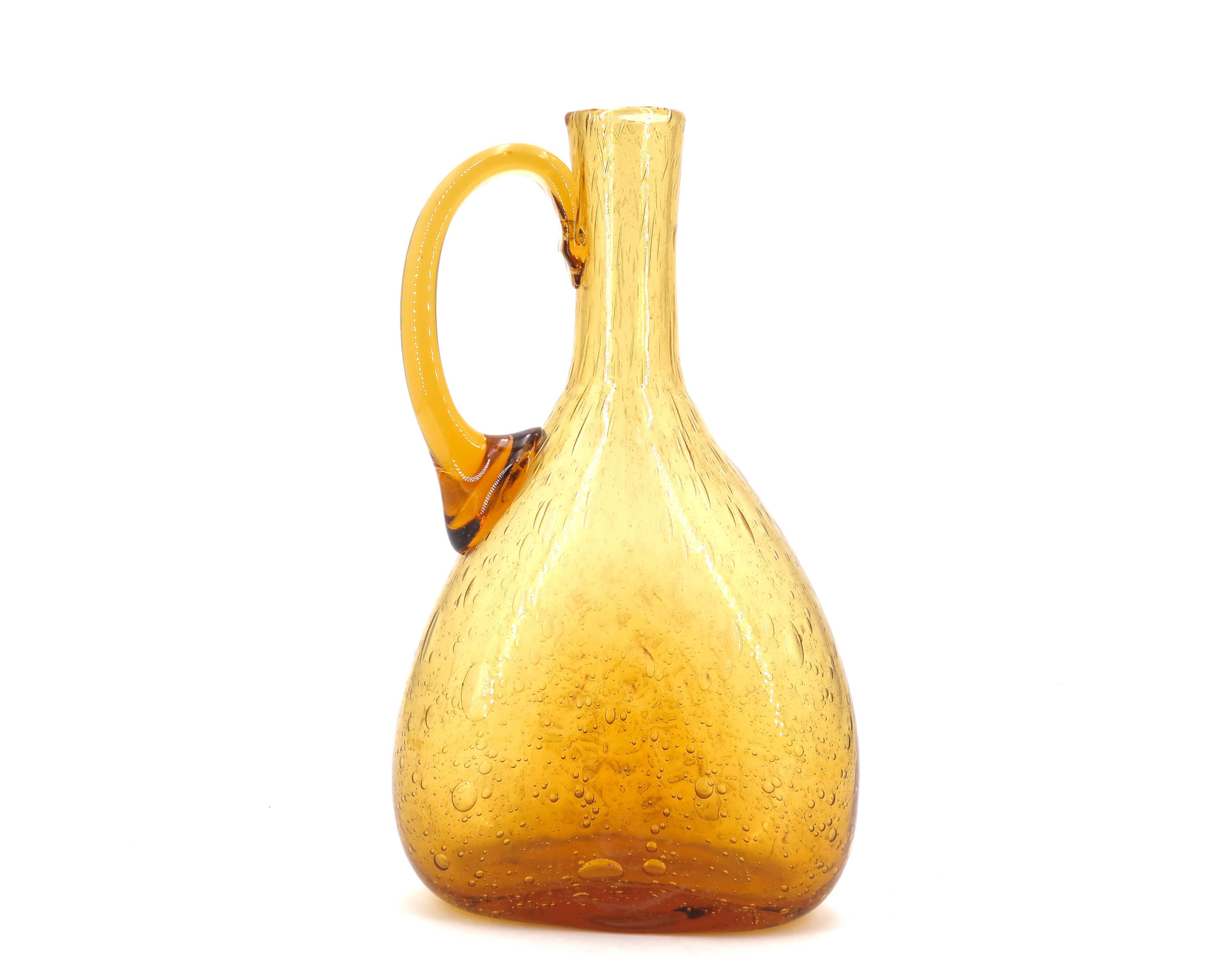 Biot amber bubbled glass carafe, 1970s