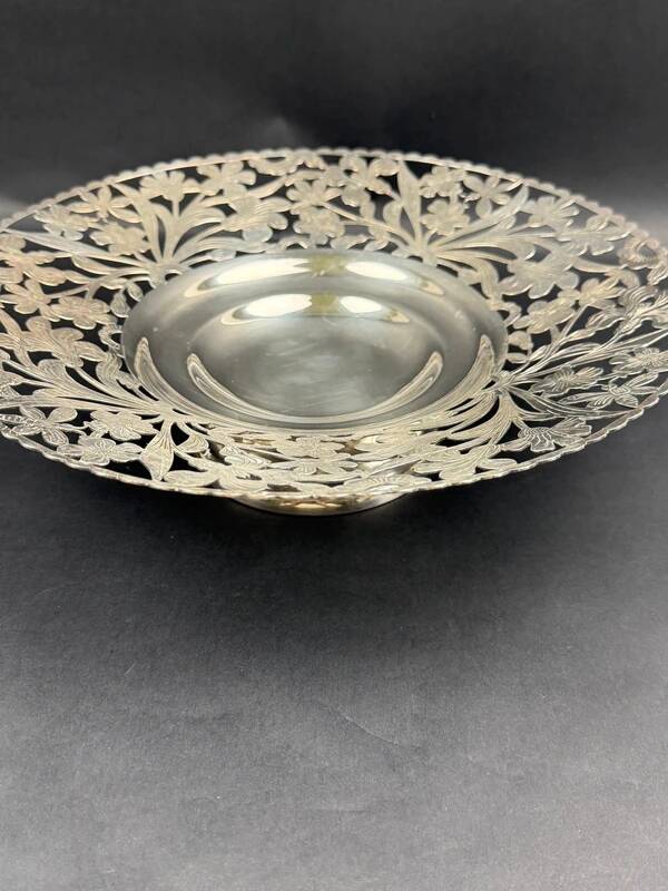 Compote dish, silver-plated fruit bowl in Art Nouveau style