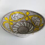 Trapezoidal vase by Fratelli Fanciullaci with plant decoration