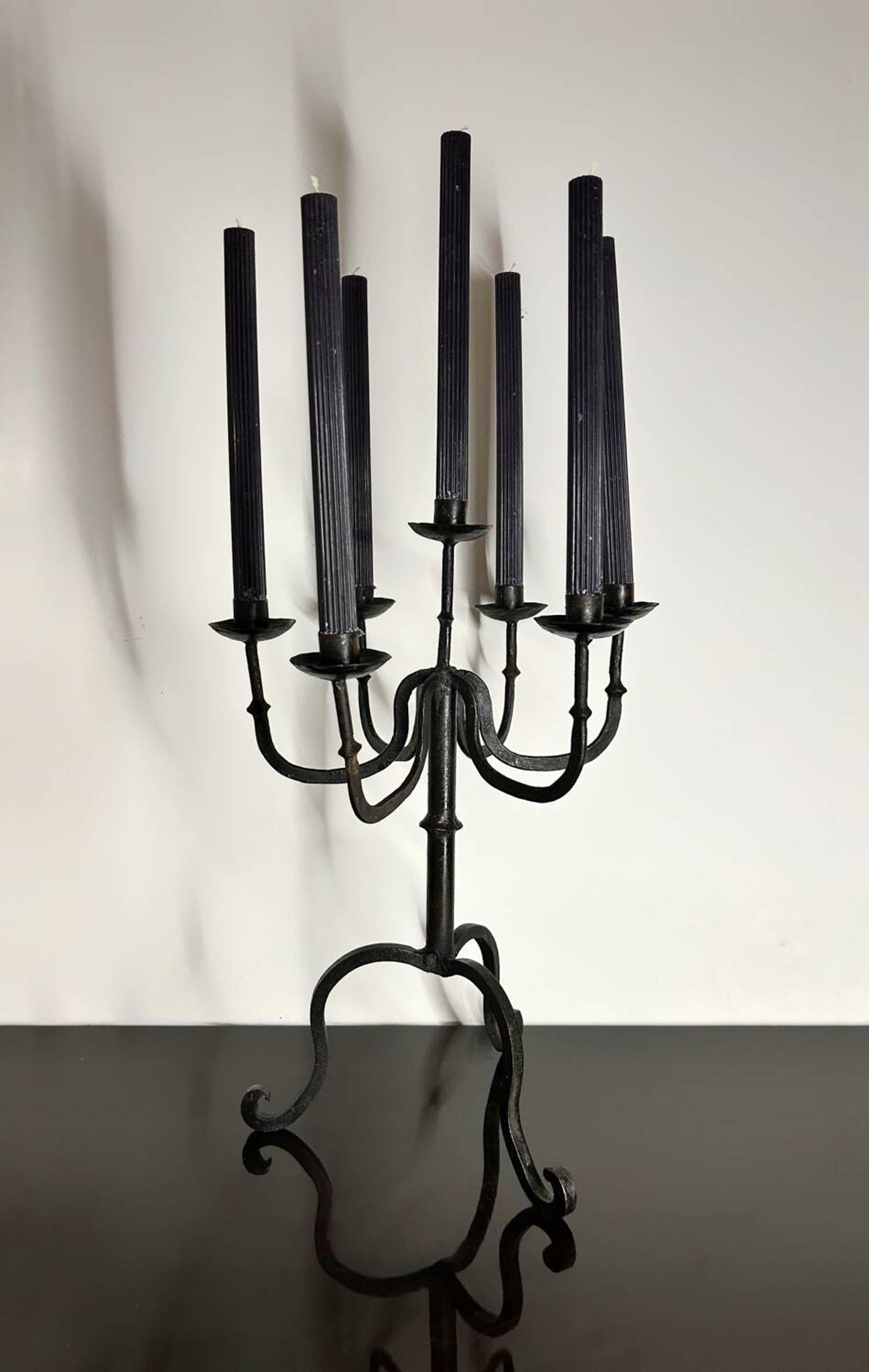 Brutalist wrought iron candlestick from the 60s