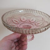 Small pink tinted molded crystal display cup