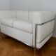 LC2 Le Corbusier 2-seater sofa, white leather, reissue by Cassina, excellent condition.
