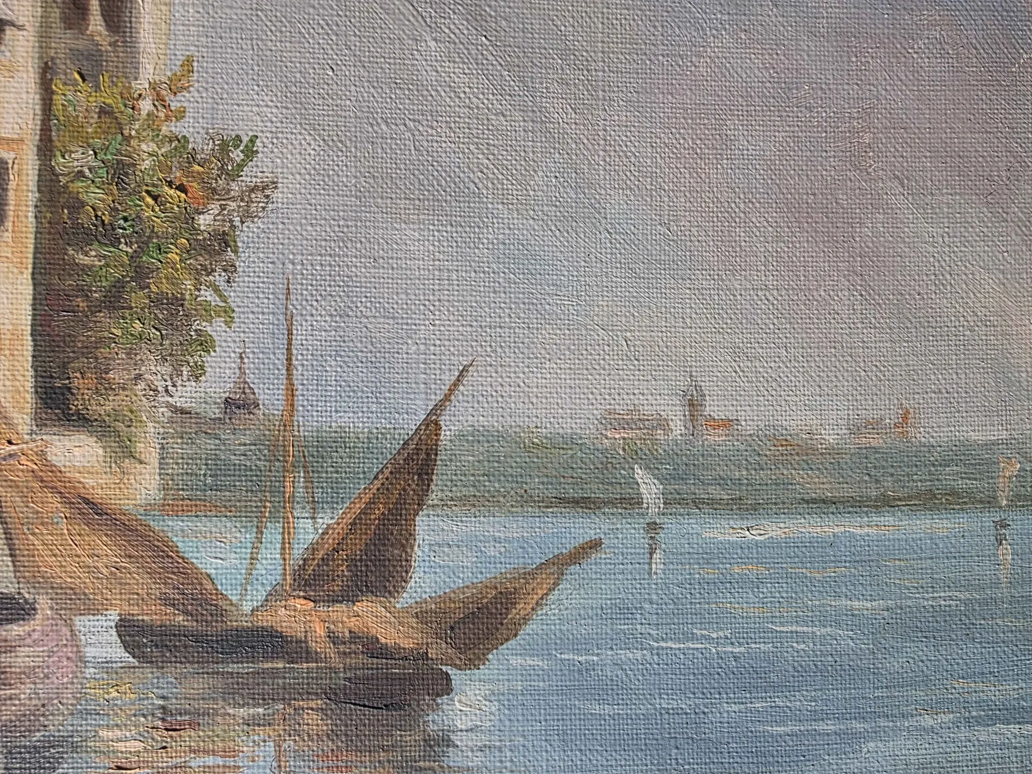 Italian Impressionist Oil Painting – Porto di Milano