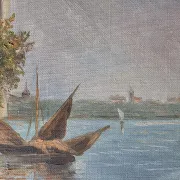 Italian Impressionist Oil Painting – Porto di Milano