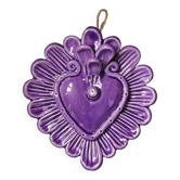 Decorative purple ceramic heart - large model