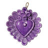 Coeur décoratif en céramique violet - grand modèle