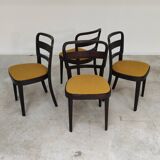 Lot de 4 chaises Thonet art déco 1930 , bouclette Jaune moutarde