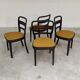 Set of 4 Thonet art deco chairs 1930, mustard yellow buckle