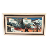 Huile sur toile originale suédoise - "Puerto de la Cruz" par Tage Gavik - Signée - vintage et encadrée