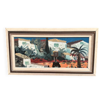 Original Swedish oil on canvas - "Puerto de la Cruz" by Tage Gavik - Signed - vintage and framed