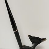 Porte stylo zoomorphe chat bronze patine noir design vintage