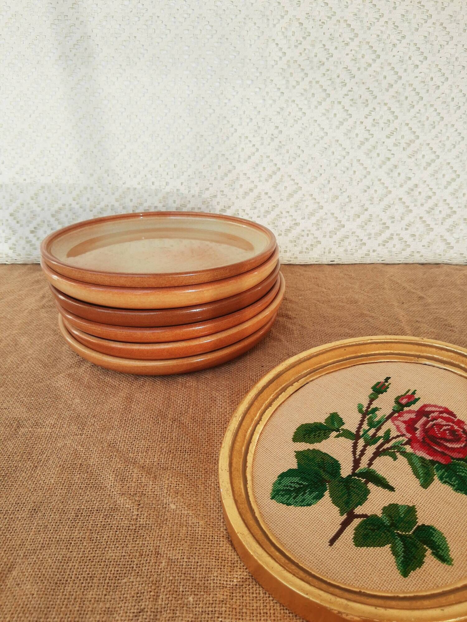 Set of 6 dessert plates in Montgolfier France vintage manufacture