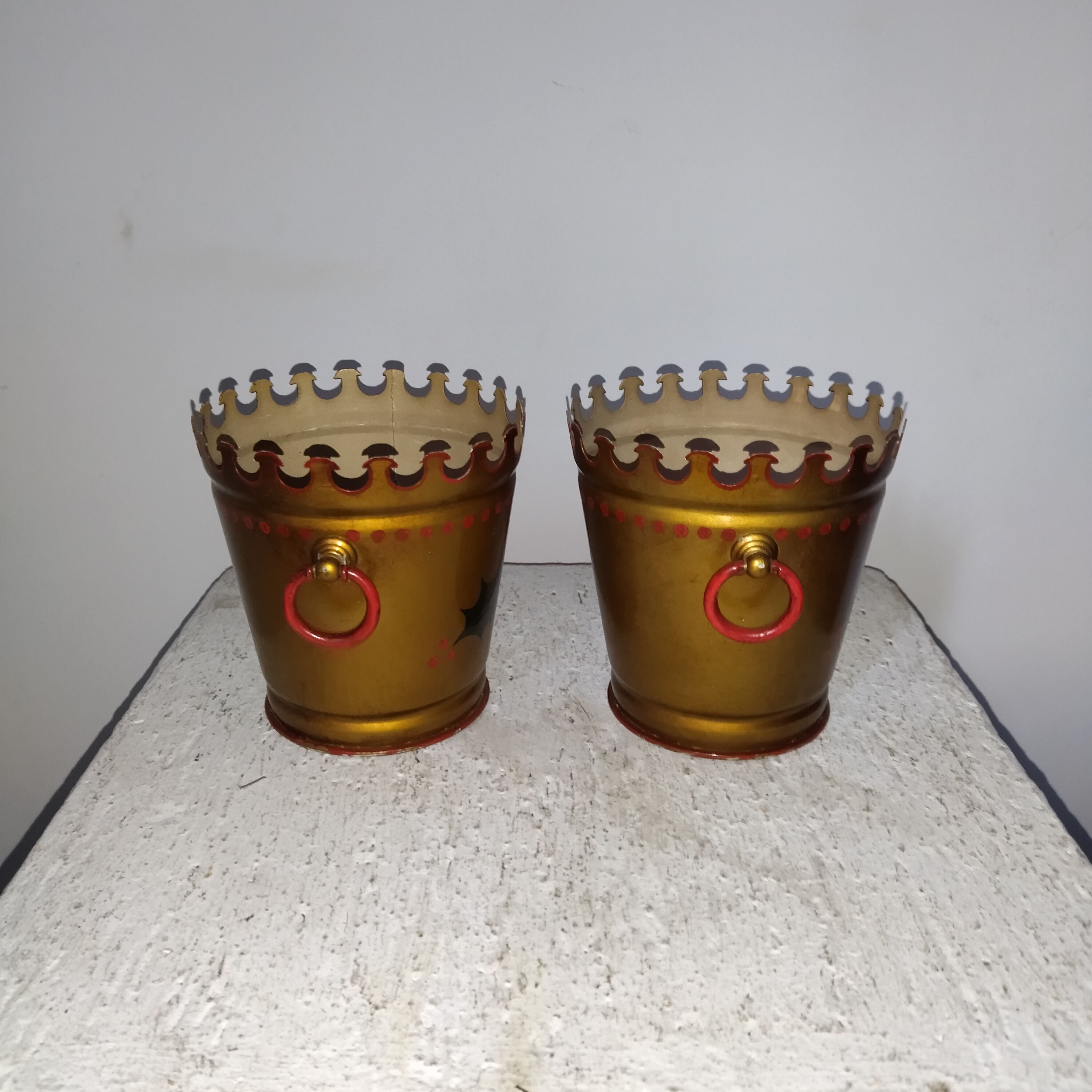 Pair of Lancel Paris metal pot covers