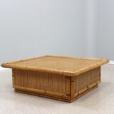 Vintage rattan coffee table dal vera 1960s