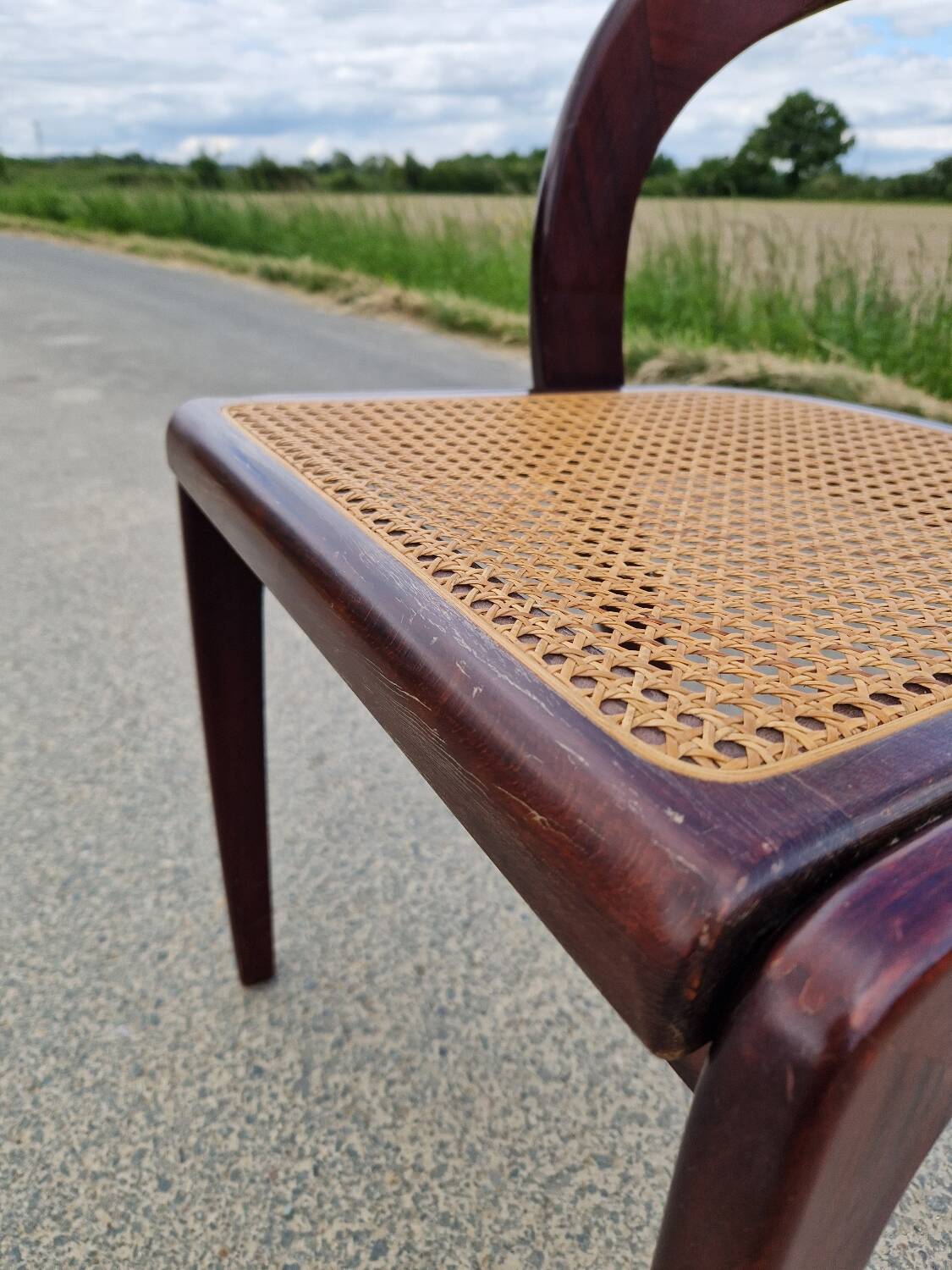 Baumann gondola chair in wood and cane