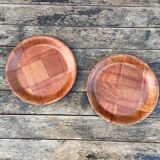 Set of woven wooden tableware