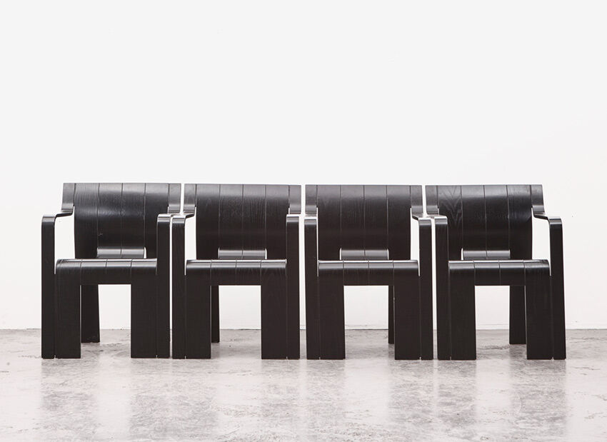 Gijs Bakker set of 4 strip armchairs for Castelijn, 1974