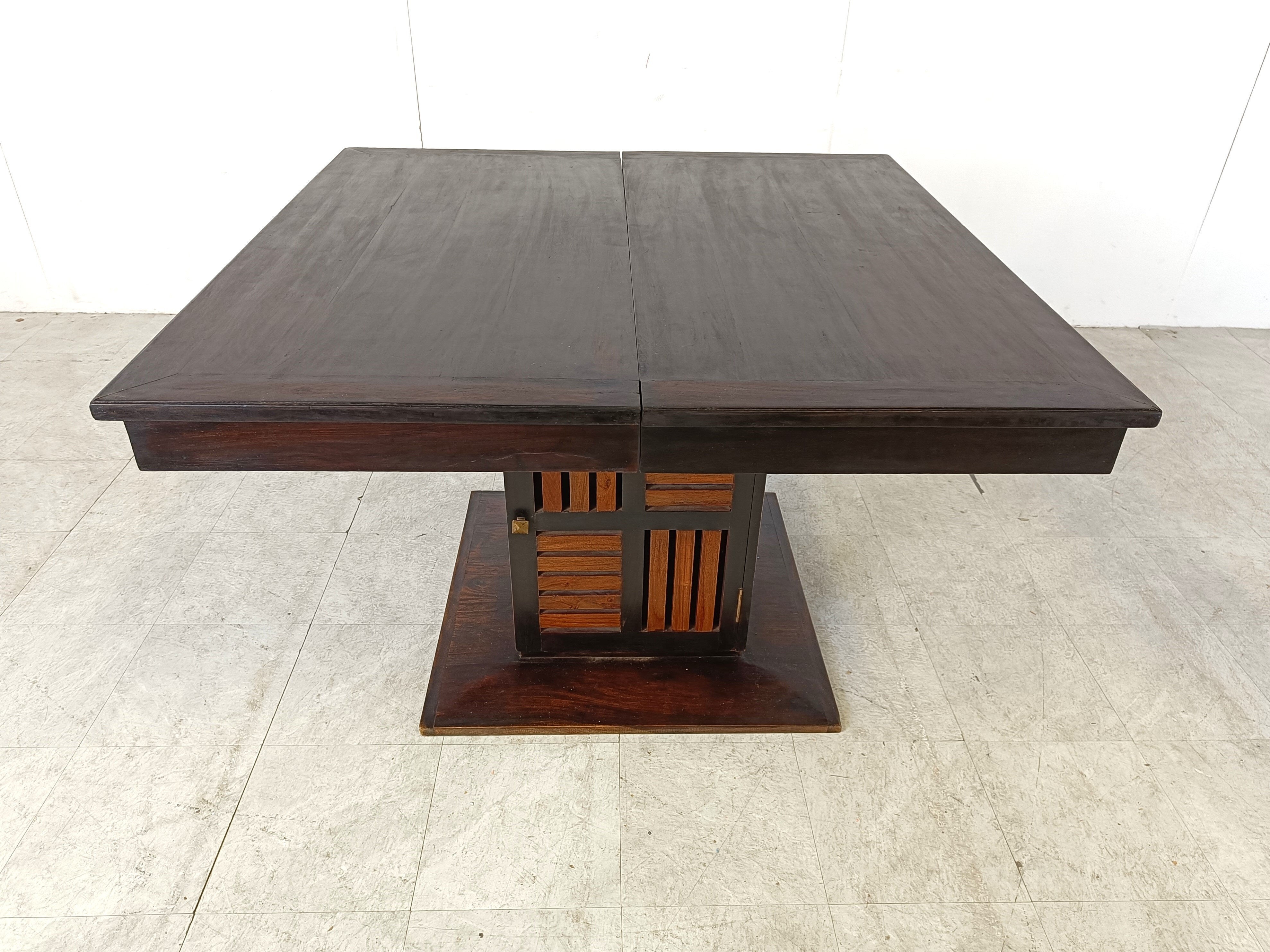Mid-century bamboo high back dining chairs with table, 1960s