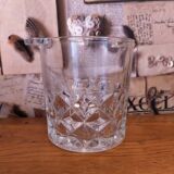 Beautiful quality vintage French cut glass ice bucket with fixed handles 4502