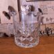 Beautiful cut glass ice bucket of vintage French quality with fixed handles 4502.