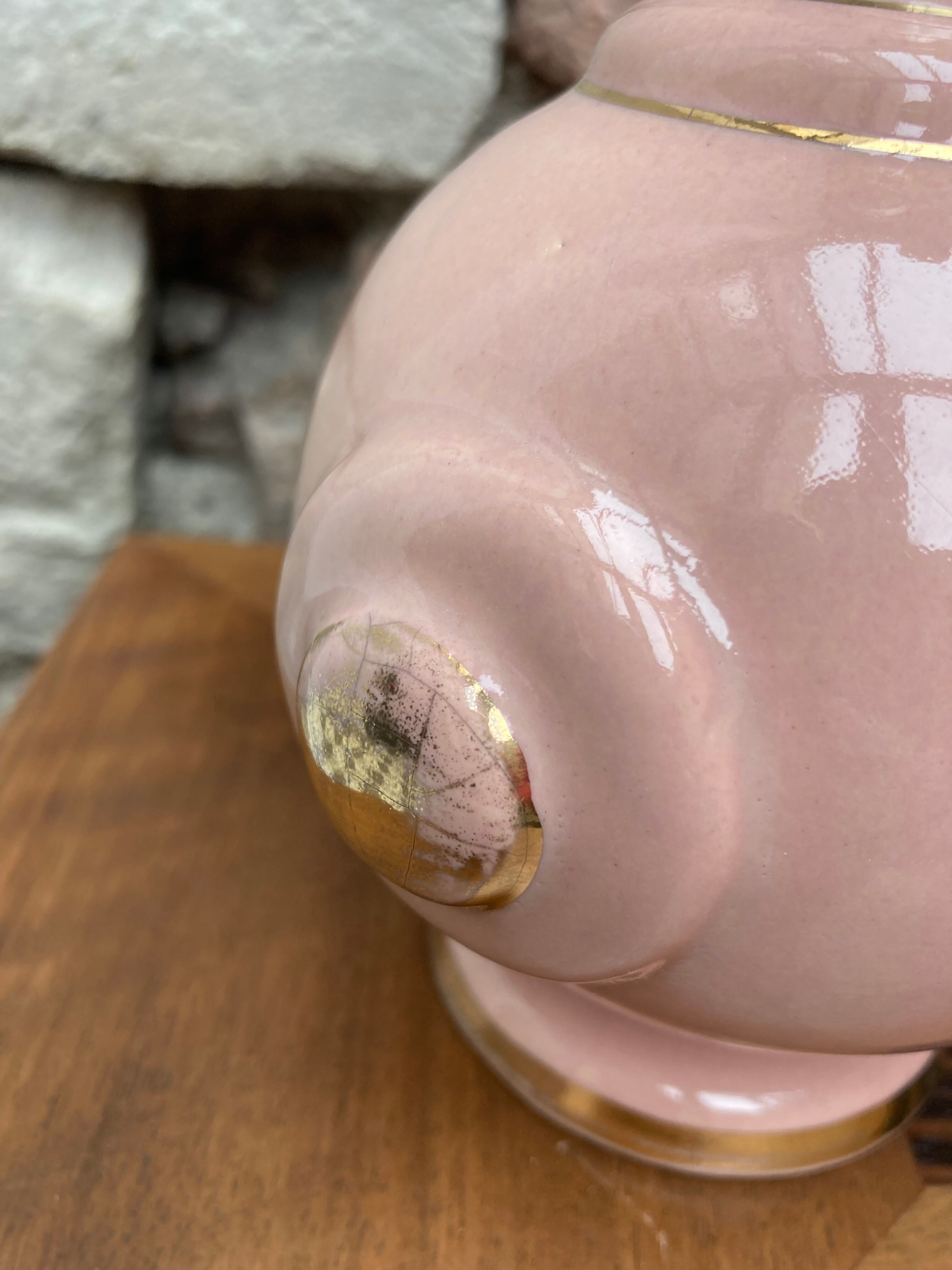 Foot of pink ceramic lamp 50s