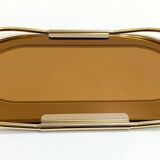 Plateau ovale en plaqué or 24 carats et miroir rose bronzé par Umberto Mascagni