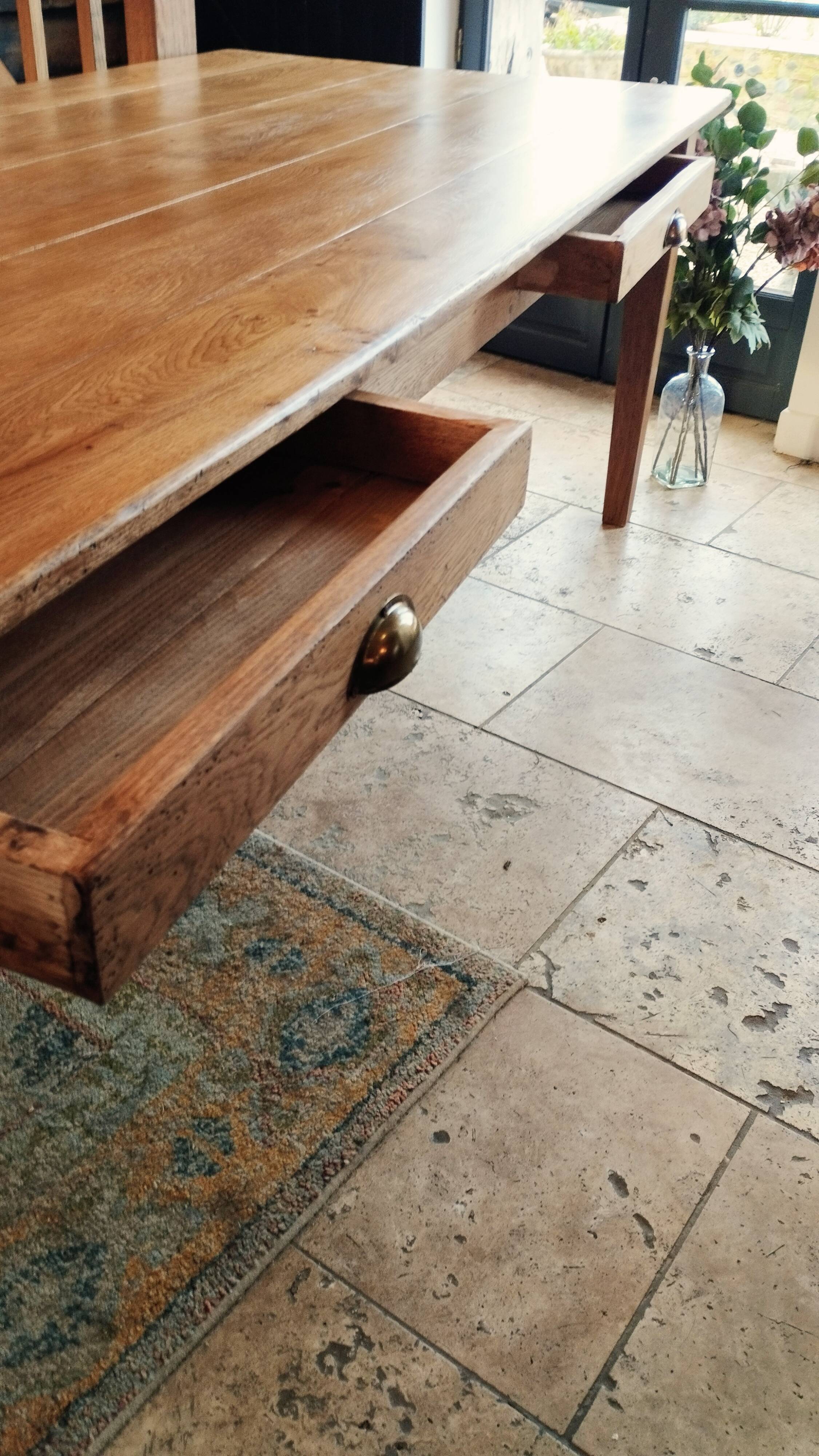 Solid oak farmhouse table 260x100