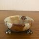 Alabaster pocket ashtray with 3 brass feet