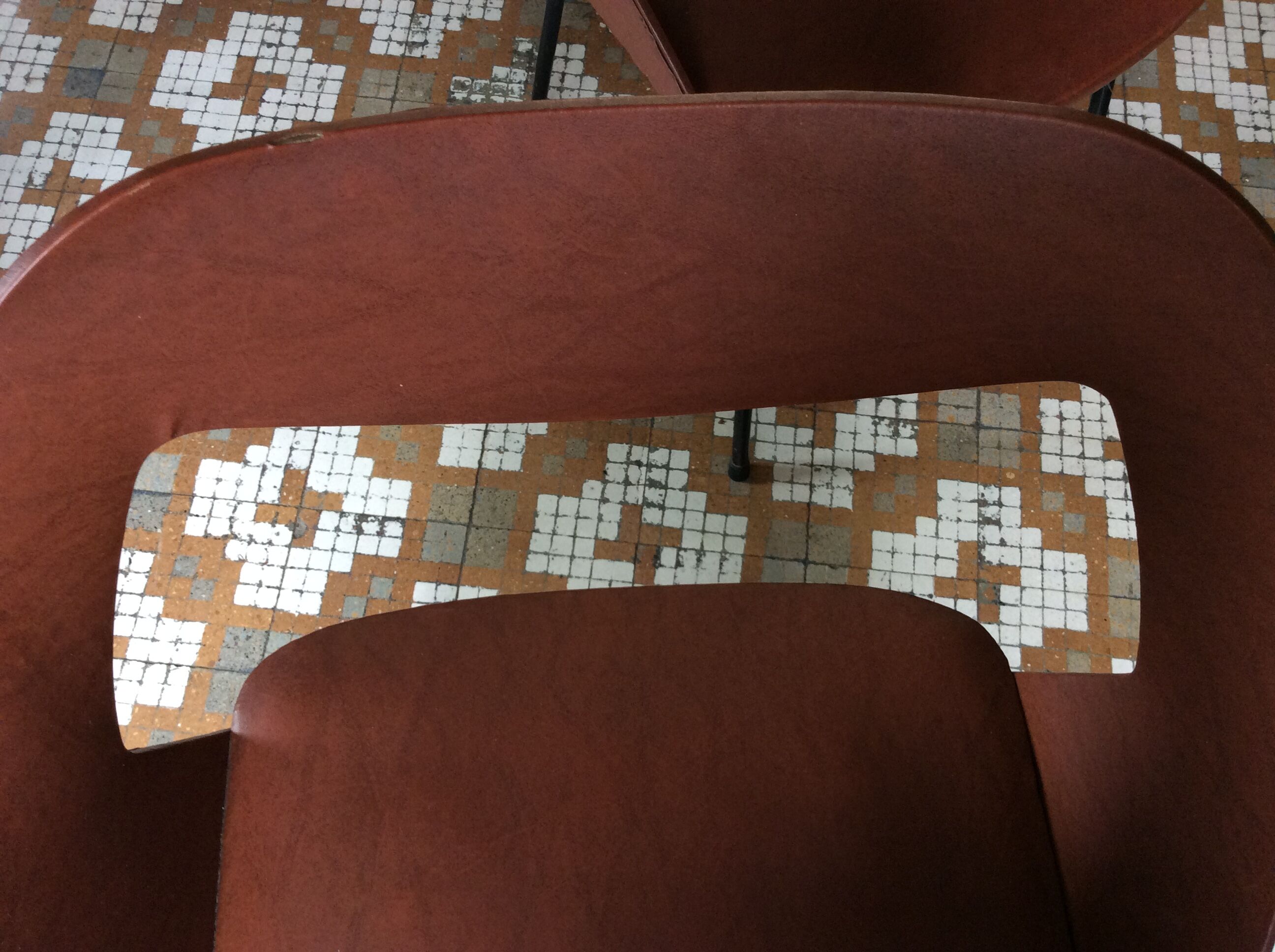 Duo of vintage barrel chairs