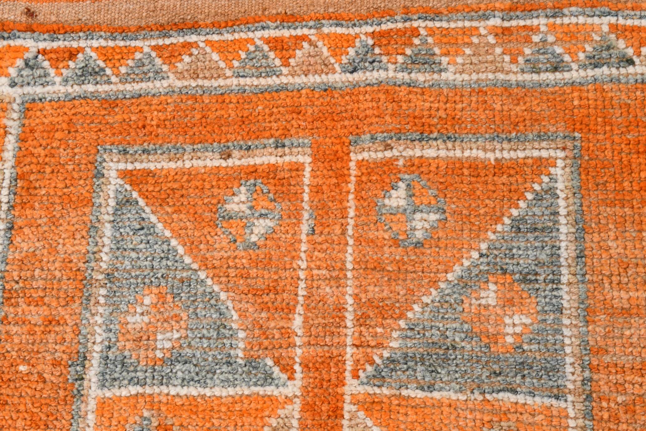 3x12 Rug For Laundry Orange Turkish Vintage Runner Rug, 95x370Cm SK 22033