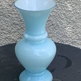 Large vintage pastel blue opaline vase