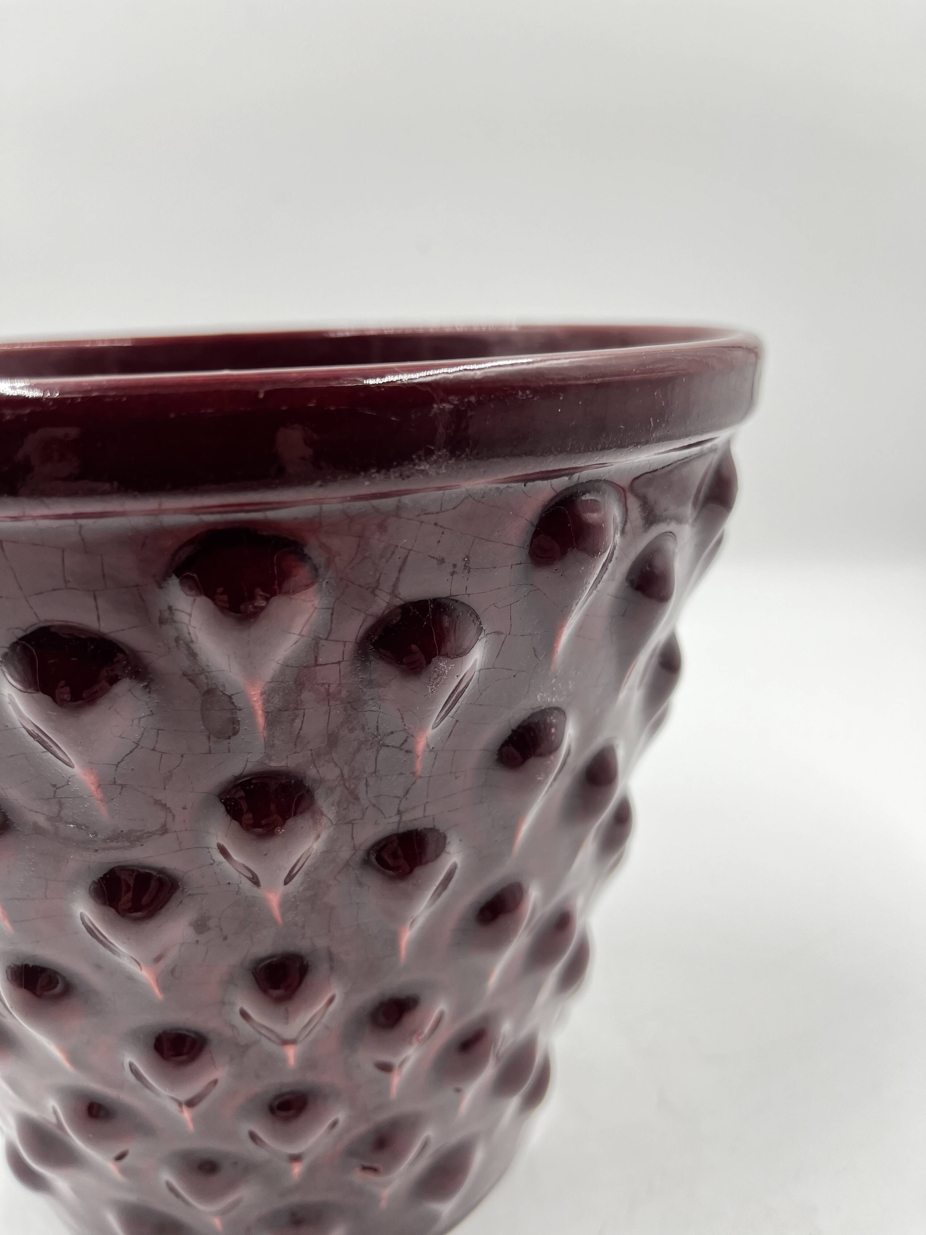 Burgundy ceramic planter