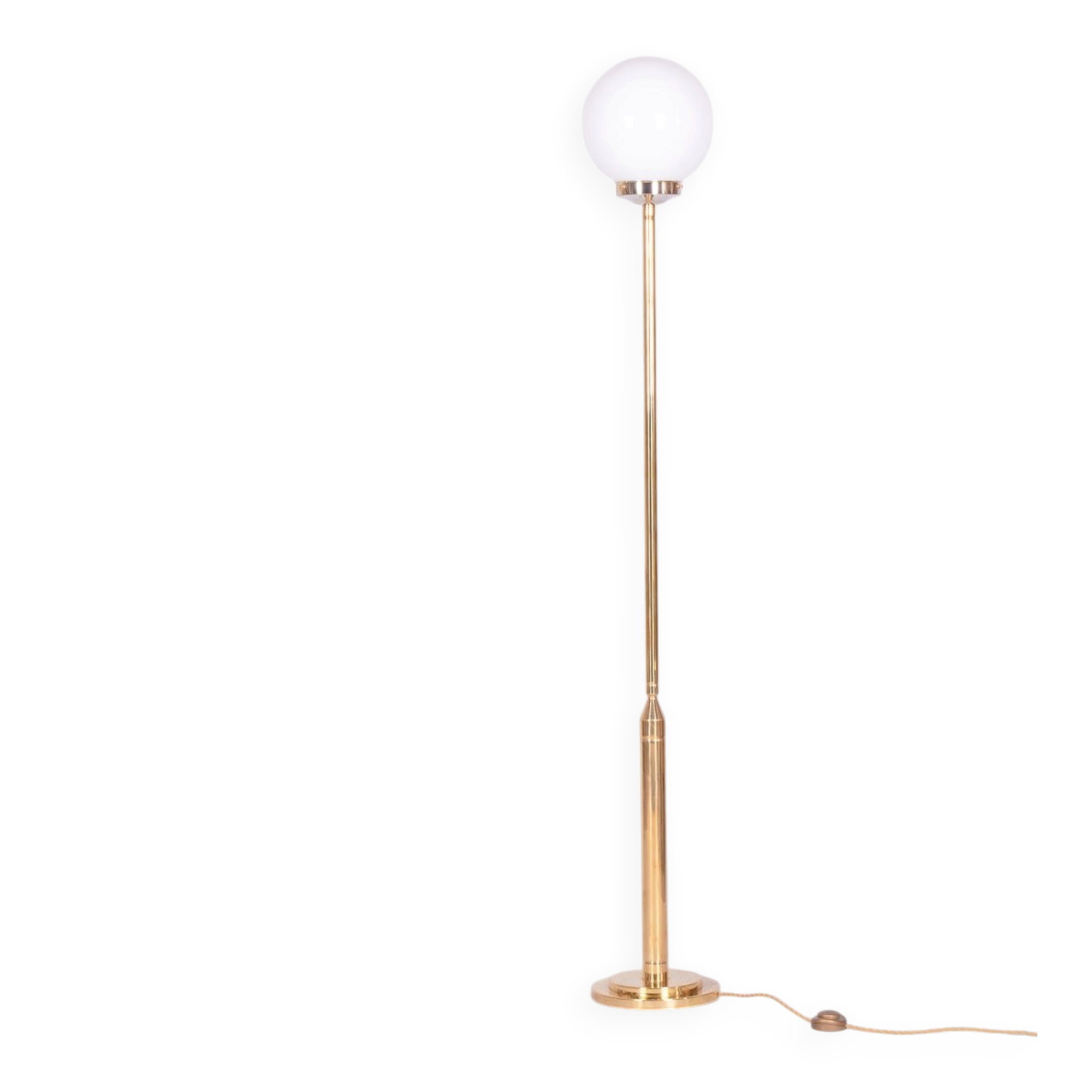 Mid-Century Modern Floor Lamp in Brass and Opaline Glass, 1960s