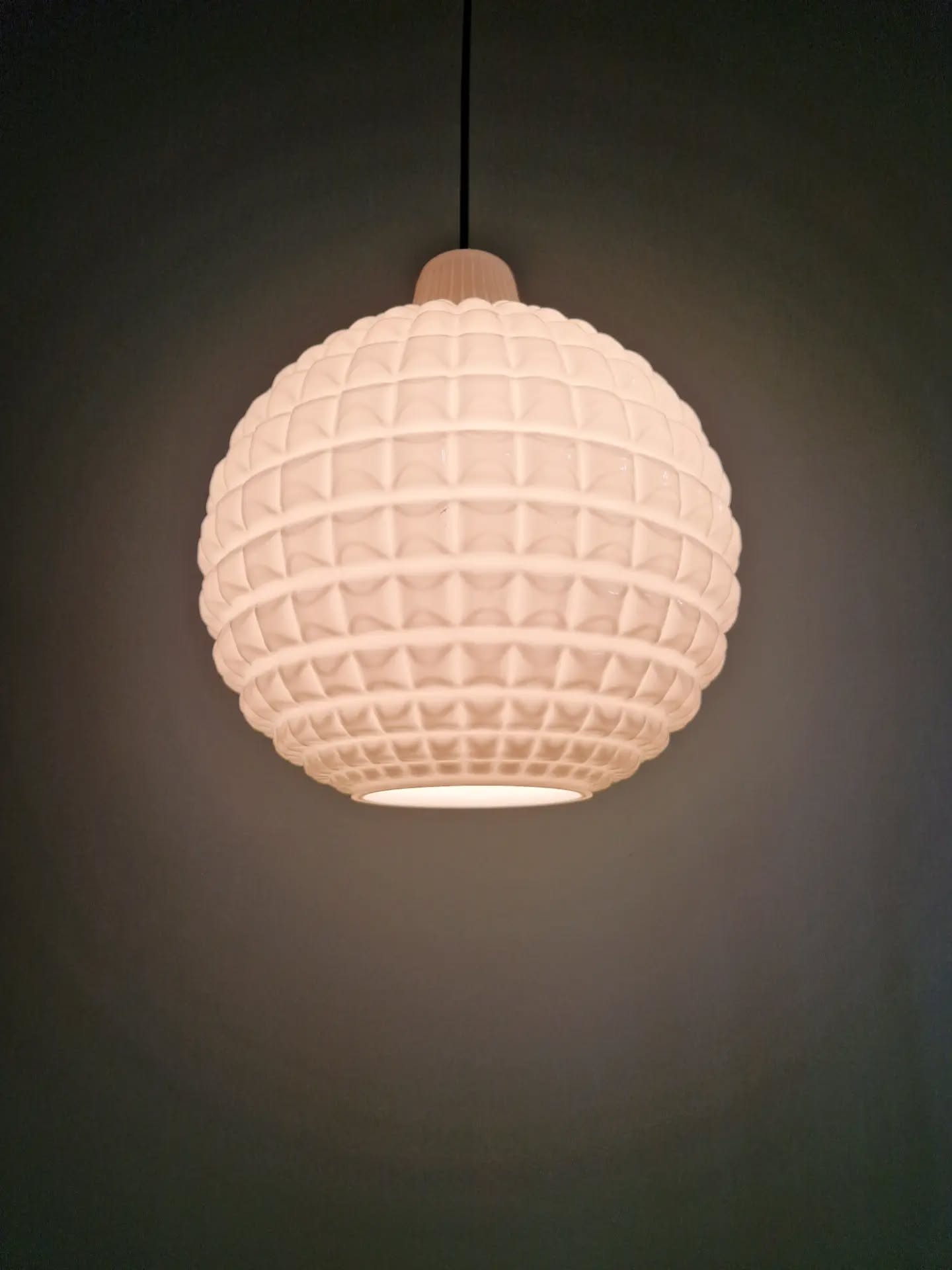 White opaline spherical pendant, Space Age, 1960-70