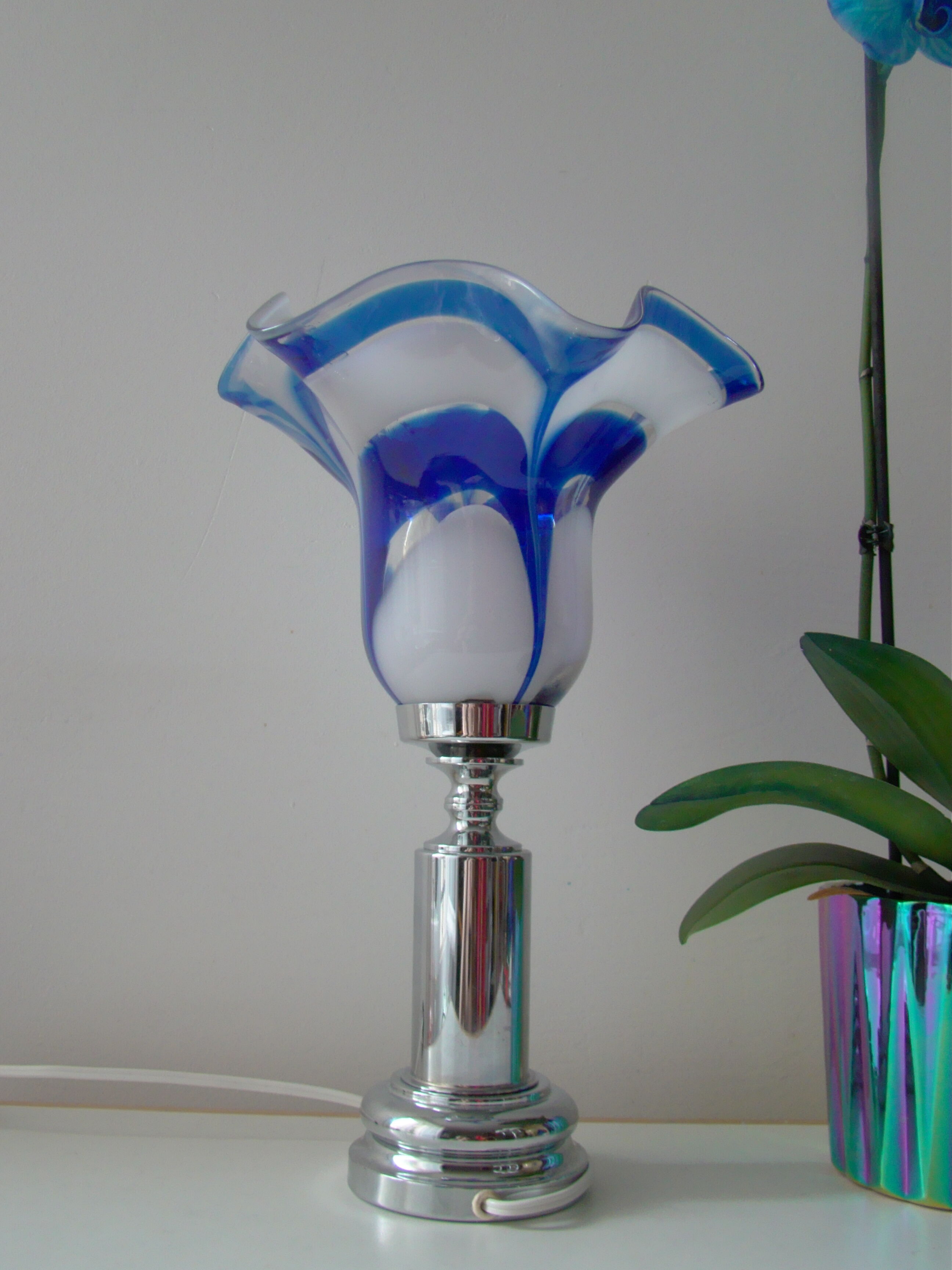 Vintage blue glass lamp Mazzega