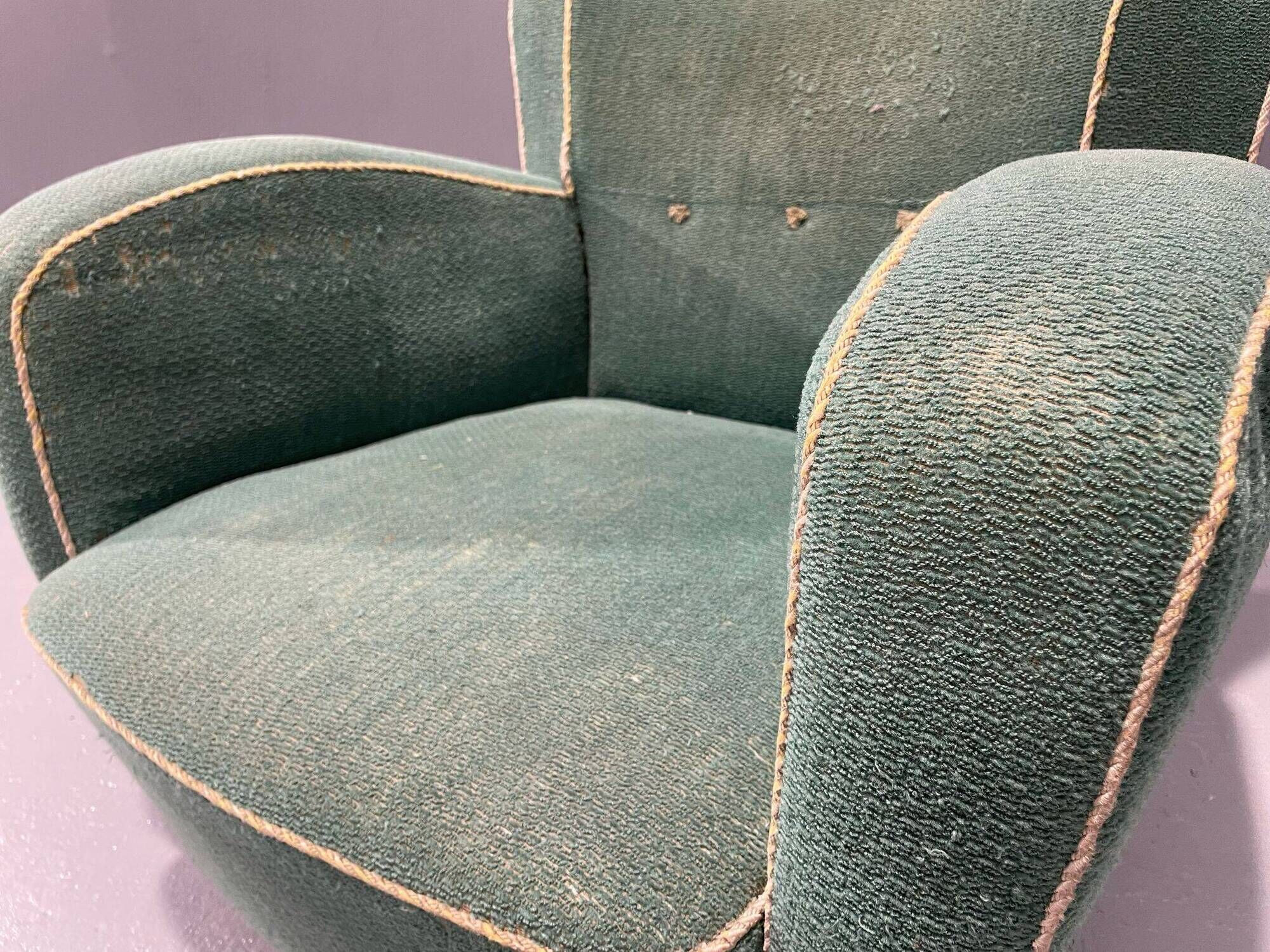 Fauteuil Art déco danois en mohair vert, années 1930-1940