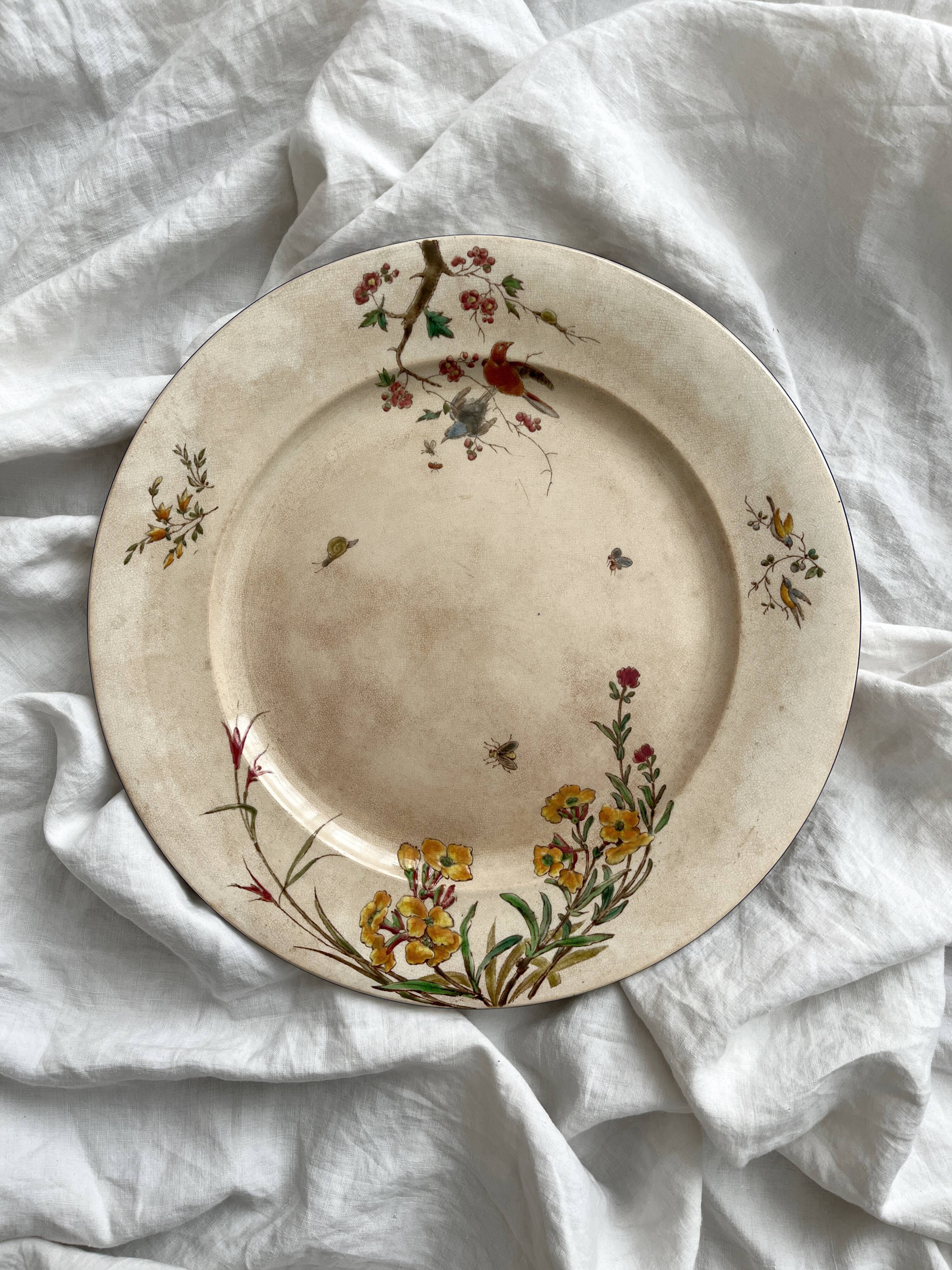 Plat rond polychrome "Nella" Jules Vieillard Bordeaux