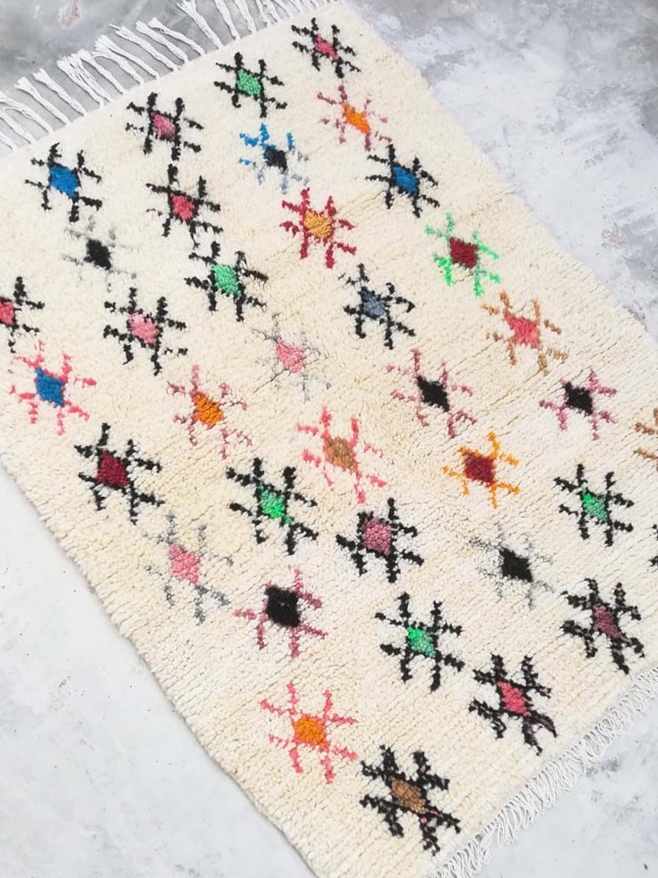 Handmade berber neon carpet 130 x 98 cm