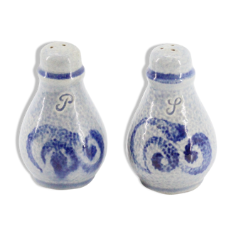 Blue sandstone salt and pepper shakers