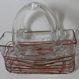 Vintage blown glass basket vase