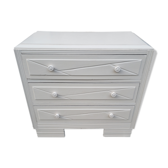 Commode vintage table à langer blanc poudré