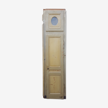 Old moulded woodwork door with 18th /19th round glass